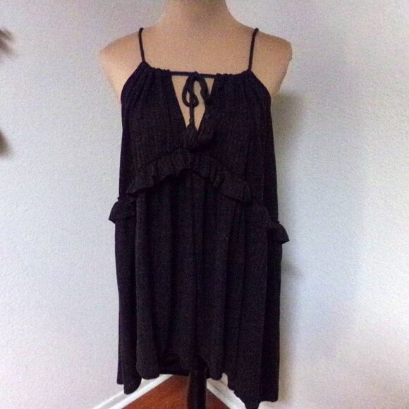 Free People Dresses & Skirts - Free People Beach Charcoal Grey Ruffle Dress